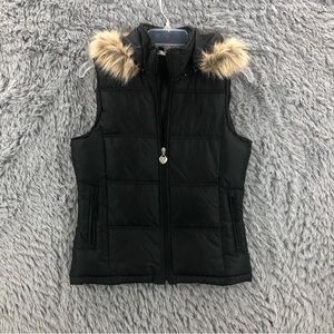 Maurices Jacket Womens Medium Black Puffer Faux Fur Hood Quilted